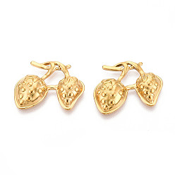 Настоящее золото 18K 304 подвески из нержавеющей стали, ионное покрытие (ip), клубничное очарование, реальный 18 k позолоченный, 19x24.1x4.4 мм, отверстие : 1 мм