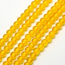 Gold Imitation Amber Transparent Resin Round Beads Strands for Buddhist Jewelry Making, Gold, 8mm, Hole: 2mm, about 51pcs/strand, 15.5 inch