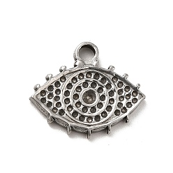 Stainless Steel Color Non-Tarnish 304 Stainless Steel Pendant Rhinestone Settings, Eye, Stainless Steel Color, Fit for 1mm and 2mm Rhinestone, 17x20x2.5mm, Hole: 2.6mm