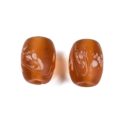 Сэнди Коричневый Непрозрачные бусины лэмпворк ручной работы, барабан, песчаный коричневый, 14.5-15x11.5-12 мм, отверстие : 2 мм