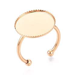 Плоский Круглый Латунные манжетные кольца, пустая рамка чашка накладка кольцо настройки, реальный 18 k позолоченный, плоско-круглые, лоток : 16 мм, 17 мм, регулируемый