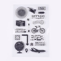 Прозрачный Силиконовые штампы, для diy scrapbooking, фотоальбом декоративный, изготовление карт, тема путешествия, прозрачные, 7~39x7~49 мм