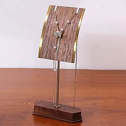 Седло Коричневый Прямоугольные деревянные стеллажи для хранения ожерелий, с латунной фурнитурой , для ожерелья, седло коричневый, 8.4x1.6x17 см