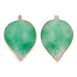 Зеленый 1 Палитра цветов, имитирующая агат из поликарбонатной смолы, для макияжа косметический инструмент для ногтей, Форма листа с золотым краем, зелёные, 11.5~11.7x7.7~7.8x0.8~1 см
