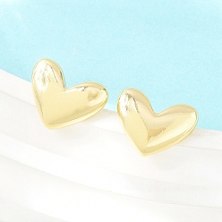 Настоящее золото 18K Латунные серьги-гвоздики для женщин, сердце, долговечный, стойки покрытие, без свинца и без кадмия, реальный 18 k позолоченный, 11.5x15 мм
