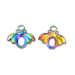 Rainbow Color Ion Plating(IP) 304 Stainless Steel Pendants, Insect Charms, Rainbow Color, 17x19x2mm, Hole: 3x3.5mm