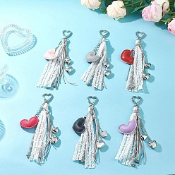 (52) Непрозрачная лаванда Подвесные украшения из искусственной кожи и пластика ccb в форме сердца, с кружевной лентой, поворотные застежки из сплава в форме сердца для украшений сумок, разноцветные, 195~205 мм