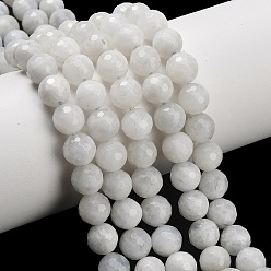 Rainbow Moonstone Бусины из натурального радужного лунного камня, граненые, круглые, 8 мм, отверстие : 1 мм, около 47~48 шт / нитка, 15.16'' (38.5 см)