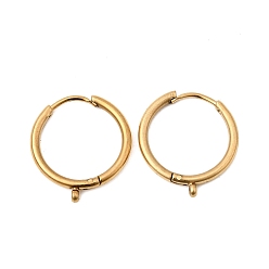 Настоящее золото 18K 304 серьги с обручем из нержавеющей стали, ионное покрытие (ip), с петлей, реальный 18 k позолоченный, 16.5x15x1.5 мм, отверстие : 1.2 мм, штифты : 0.8 мм