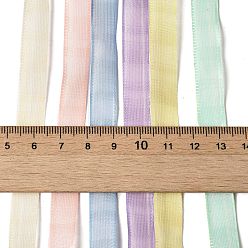 Couleur Mélangete Ensembles de rubans rayés en polyester et nylon, pour la fabrication de nœuds papillon, emballage cadeau, couleur mixte, 3/8 pouces (9~11 mm), environ 5.00 yards (4.57m)/sac