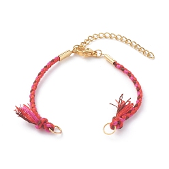 Красный Изготовление браслетов из хлопковой нити, с 304 из нержавеющей стали Lobster Claw застежками, золотые, красные, 5-1/2 дюйм (13.9 см)