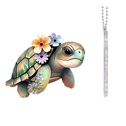 Turtle Акриловые подвесные украшения, с металлическими поиск, украшение автомобиля, черепаха, 74x76x3 мм