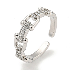 Платина Звенья из латуни с микро-паве и кубическим цирконием, открытые кольца-манжеты для женщин, долговечный, без кадмия и без свинца, платина, 6 мм