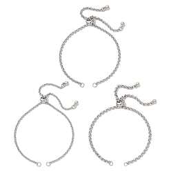 Stainless Steel Color 3Pcs 3 Styles 304 Stainless Steel Rolo Chain Slider Bracelet Making, Non-Tarnish, Stainless Steel Color, 9.53~9.72 inch(24.2~24.7cm), 1pc/style