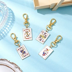 (52) Непрозрачная лаванда Игральные карты сплав эмаль подвески украшения, с сплава шарнирного когтя омара застежками, разноцветные, 64 мм