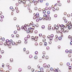 Dark Orchid 6/0 Round Glass Seed Beads, Grade A, Transparent Colours Rainbow, Dark Orchid, 3.6~4.0mm, Hole: 1.2mm, about 5000pcs/pound