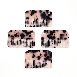 Розовый Подвески из ацетата целлюлозы, расческа с леопардовым узором, туманная роза, 33x50x2.5 мм, отверстие : 3.5 мм