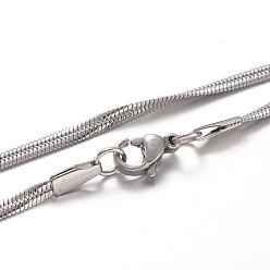 Нержавеющая Сталь Цвет Не тускнеет 304 ожерелья из нержавеющей стали в виде змеиной цепи, с карабин-лобстерами , цвет нержавеющей стали, 2.5 мм, 17.7 дюйм (45 см)