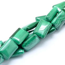 Малахит Природного малахита бисер нитей, прямоугольные, 14x10x5 мм, отверстие : 0.8 мм, около 28 шт / нитка, 15.75 дюйм (40 см)