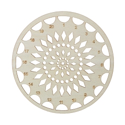 Antique White Wooden Embroidery Thread Plate, Cross Stitch Threading Board Tools, Flower, Antique White, 14cm