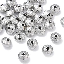 Platinum SHEGRACE Brass Beads, Cadmium Free & Nickel Free & Lead Free, Textured Rondelle, Platinum, 7x7x4.5mm, Hole: 1.5mm