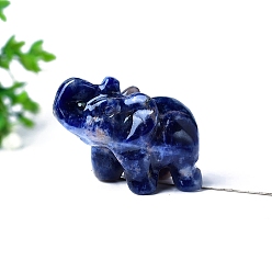 Содалитовое Резные статуэтки слонов из натурального содалита, статуи для украшения рабочего стола для домашнего офиса, 38 мм