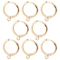 Real 18K Gold Plated Brass Huggie Hoop Earring Findings, with Horizontal Loop, Nickel Free, Real 18K Gold Plated, 17x13.5x2mm, Hole: 1.5mm, Pin: 1mm, 20pcs/box