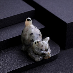 Лабрадорита Резная статуя кошки из натурального лабрадорита, Камень Рейки для домашнего офиса, рабочего стола, украшение по фэн-шуй, 38x22 мм