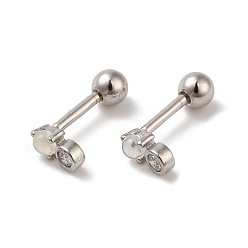 Платина 925 женские серьги из стерлингового серебра с микропаве из циркония, хрящевые серьги, с синтетическим лунным камнем, платина, 5x2.5 мм