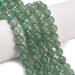 Зеленый Авантюрин Естественный зеленый авантюрин бисер нитей, граненые, круглые, 8 мм, отверстие : 1 мм, около 47~48 шт / нитка, 15.16'' (38.5 см)