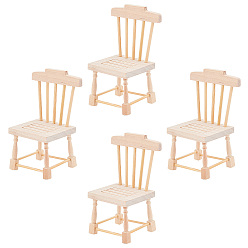 Blanc Antique Mini chaises en bois, pour les accessoires de meubles de maison de poupée, décorations d'affichage à la maison, blanc antique, 42x41x85mm
