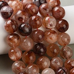 Красный Кварц Натуральный гематоидный кварц / нитки из железистого кварца, круглые, сгладить, 14 мм, отверстие : 1.2 мм, около 27 шт / нитка, 14.96 дюйм (38 см)