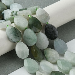 Jadeite Natural Myanmar Jadeite Beads Strands, Faceted, Teardrop, 14~14.5x10~10.5x5~5.5mm, Hole: 0.8mm, about 28pcs/strand, 15.87''(40.3cm)