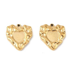 Настоящее золото 14K 304 Настройки кабошон из нержавеющей стали кулон, сердце, реальный 14 k позолоченный, лоток : 7.5x8 мм, 19x18x3.5 мм, отверстие : 1.3 мм