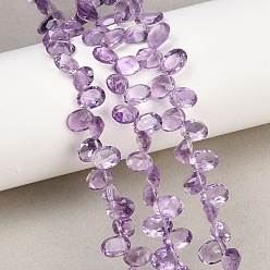Аметист Природный аметист нитей бисера, Плоско-овальные, граненые, Топ пробуренной, 8x6x4.5 мм, отверстие : 0.3 мм, около 45~46 шт / нитка, 8.39''~8.54'' (21.3~21.7 см)