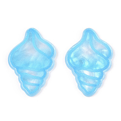 Shell Shape Acrylic Plastic Cabochns, Light Sky Blue, Shell Shape, 17x26x2mm