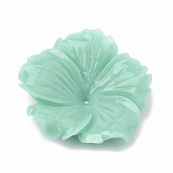 Аквамарин Окрашенные синтетические коралловые шарики, цветок, аквамарин, 18.5~19.5x19~20x4.5~5.5 мм, отверстие : 1 мм