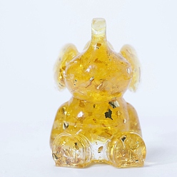 Цитрин Украшения для выставки товаров из смолы, с цитриновой крошкой, фигурка слона, украшение для дома по фэн-шуй, 50x50x75 мм
