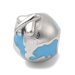 Нержавеющая Сталь Цвет 304 эмаль нержавеющей стали европейские шарики, бусины с большим отверстием, раунд с самолетом, цвет нержавеющей стали, 10.5x9.5x12.5 мм, отверстие : 4 мм