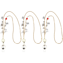 Golden 3Pcs 304 Stainless Steel Necklaces, with ABS Plastic Retractable Badge Holders and Alloy Pendants, Golden, 32.28 inch(82cm)