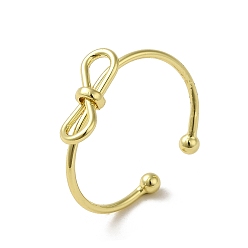 Настоящее золото 18K Латунные кольца-манжеты для женщин, без кадмия и без свинца, бантом, реальный 18 k позолоченный, внутренний диаметр: 18.4 мм