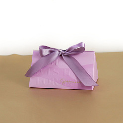 Орхидея Свадебное платье в европейском стиле, бумажные подарочные коробки для конфет с лентой, складные ящики для хранения на свадьбу, сиреневые, 75x127x75 мм