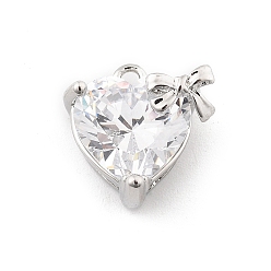 Платина Латунные микро проложить кубического циркония подвески, без кадмия, без никеля и без свинца, сердце прелести, платина, 13.5x13x7.5 мм, отверстие : 1.4 мм