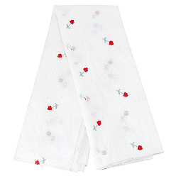 Белый Хлопчатобумажная кружевная ткань с вышитым волнистым краем и цветочным узором, для аксессуаров для одежды своими руками, белые, 130x0.1 см, около 2 ярдов/шт.