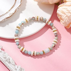 Белый Браслеты из натуральных лавовых камней, синтетической аква-терра-яшмы и натурального аквамарина, белые, внутренний диаметр: 2-3/8 дюйм (6.1 см)