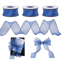 Васильковый 3 рулоны лент из полиэстеровой органзы, для поделок своими руками, бантики для волос и украшение подарка, васильковый, 1-3/4 дюйм (45 мм), около 10.00 ярдов (9.14 м) / комплект