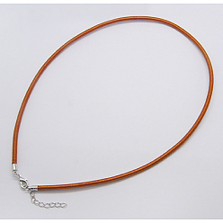 Шоколадный Шелковый шнур ожерелье, с латунной застежкой омар коготь и расширенной цепочки, платина, цвет шоколада, 17~18.5 дюйм