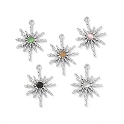 (52) Непрозрачная лаванда Подвески для кошачьего глаза из сплава, солнечные чары, платина, разноцветные, 28.5x20.5x2.5 мм, отверстие : 1.6 мм