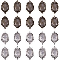 (52) Непрозрачная лаванда Сделай сам выводы кулона, с подвесными кабошонами из тибетского стиля и прозрачным овальным стеклянным кабошоном, разноцветные, кабошон: 40x30x8 мм, настройки: лоток: 40x30 мм, 65x37x2.5 мм, 40 шт / комплект