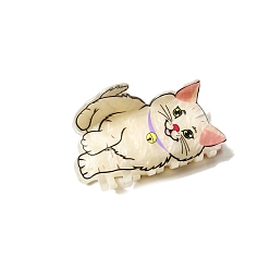 Светло-хаки Заколки для волос из пвх, аксессуары для волос для женщин и девочек, форма кошки, светлый хаки, 80x50x48 мм